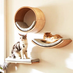 Wooden Cat Climbing Shelves Wall Mounted Tree
