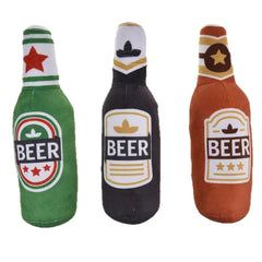 Beer Bottle Shaped Plush Dog Chew Toy