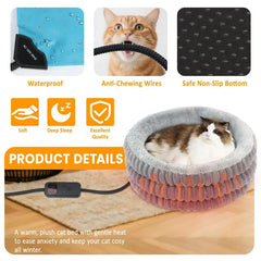 Heated Cat Bed Indoor, 20 Round Donut