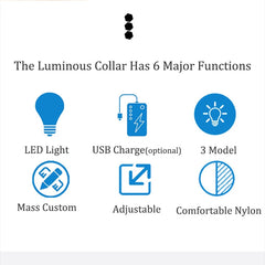 USB Rechargeable/Button Battery Dog Collar Light Luminous