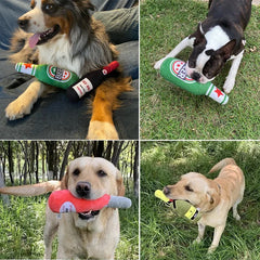 Squeaky Champagne Bottle Dog Toy, Plush Wine