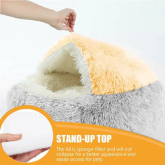 Cat Bed Round Plush Fluffy Hooded Cave,Cozy