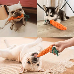 3Pcs Carrot-Shaped Dog Chew Toys Durable Polyester