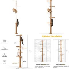 5-Level Wall-Mounted Cat Tower With Scratching Posts