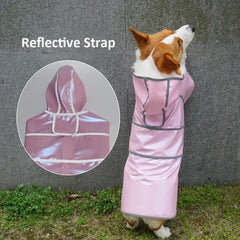 Reflective Strap Dog Raincoat Hooded Slicker Poncho