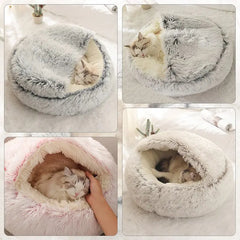 Soft Plush Pet Bed With Cover Round