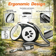 16Ft Automatic Retractable Pet Leash, Durable Nylon