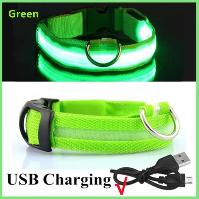 LED Glowing Dog Collar Adjustable Flashing Rechargea