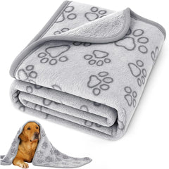 Cozy Plush Dog Paw Print Blanket Soft