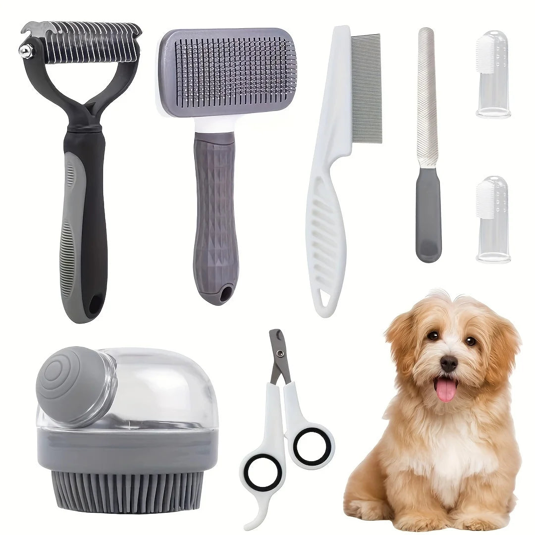 8Pcs/Set Dog Grooming Kit, Self-Cleaning Pet Set