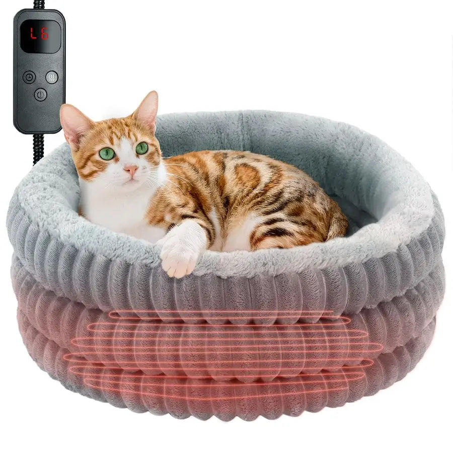 Heated Cat Bed Indoor, 20 Round Donut