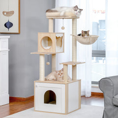 Multi-Level Cat Tree For Indoor Wood Tower