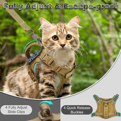 Tactical Cat Harness For Walking Escape Proof
