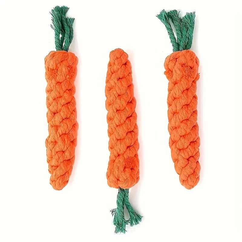 3Pcs Carrot-Shaped Dog Chew Toys Durable Polyester