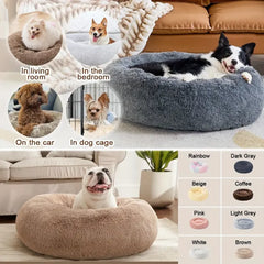 Round Large Dog Bed Winter Warm Plush