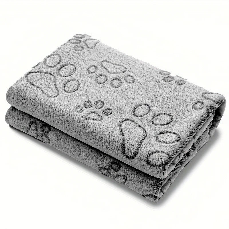 Cozy Plush Dog Paw Print Blanket Soft