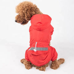 Dog Raincoat Puppy Pet Hooded With D-Ring