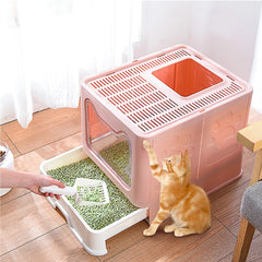 Large Enclosed Cat Litter Box Self-Cleaning No