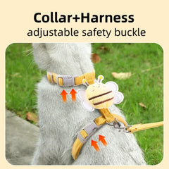 Cat Harness Leash Collar Set Adjustable Cartoon