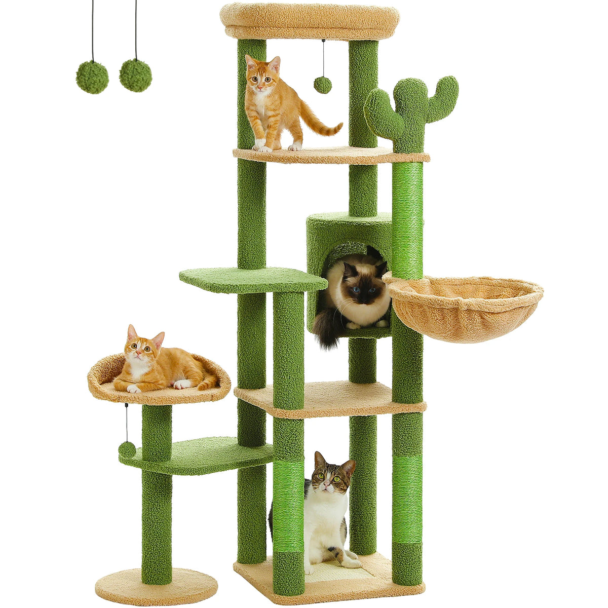 Multi-Level Cat Tree With Scratching Post Hammock