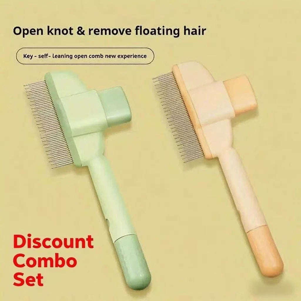 Pet One Button Self Cleaning Grooming Gloves