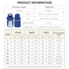 Large Dog Raincoat Cloak Style Puppy Waterproof