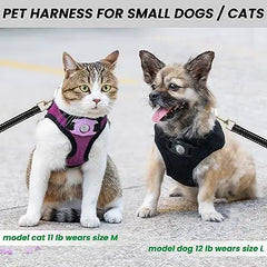 Small Dog Harness With Airtag, Reflective Leash