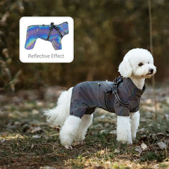 Dog Raincoat With Harness Waterproof Pet Rain