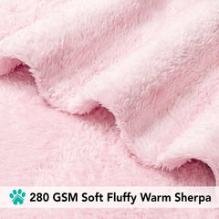 Pink Fluffy Dog Blanket For Small Sherpa