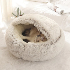 Soft Plush Pet Bed With Cover Round