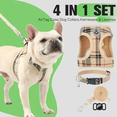 Expawler Plaid Harness Leash Set With Airtag
