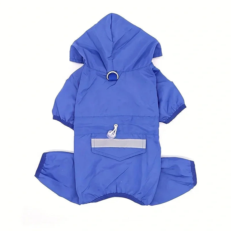 Dog Raincoat Puppy Pet Hooded With D-Ring