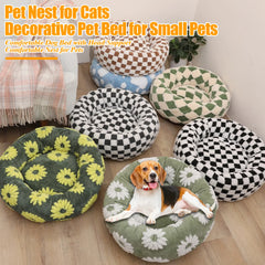 Pet Bed Plush Round Donut Cat Nest