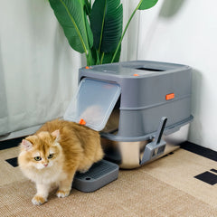 Enclosed Stainless Steel Cat Litter Box
