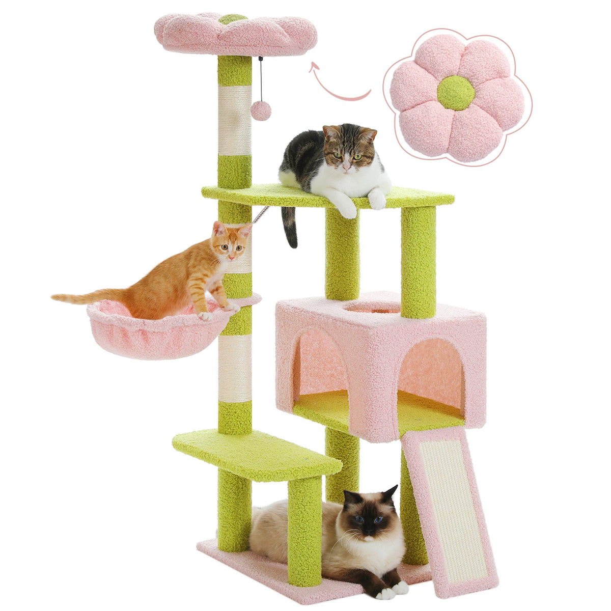 Flower Cat Tree, Multi-Level Tower With Sisal