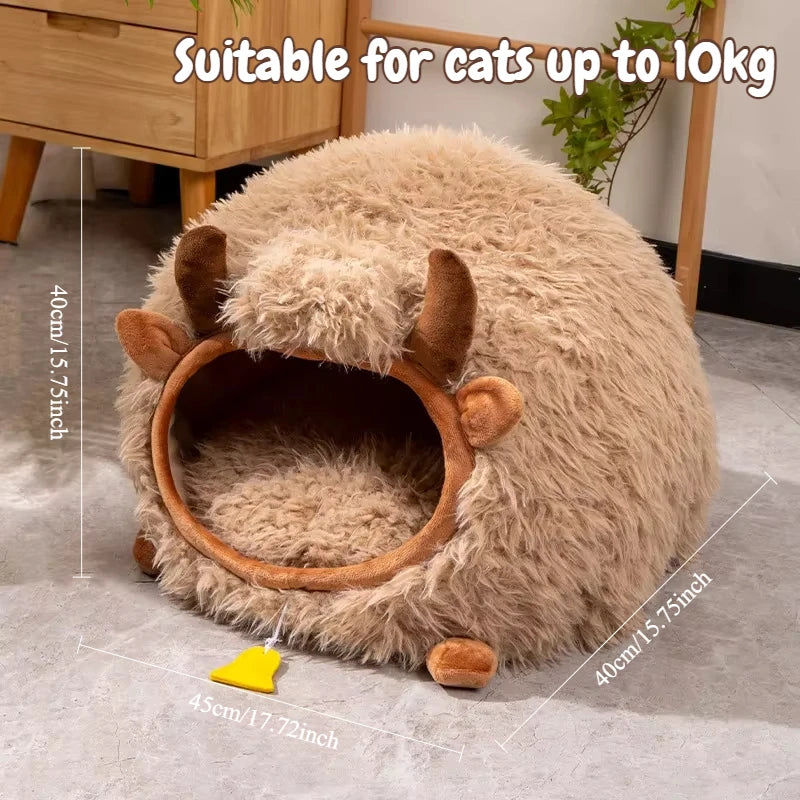 New Cat Bed Yak-Shaped Winter-Warm Semi-Enclosed House