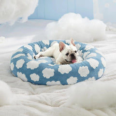 Pet Bed Plush Round Donut Cat Nest