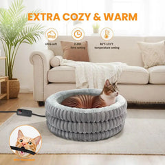 Heated Cat Bed Indoor, 20 Round Donut