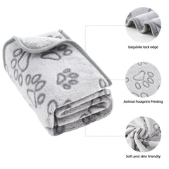 Cozy Plush Dog Paw Print Blanket Soft