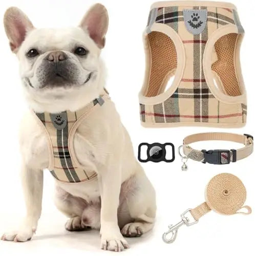 Expawler Plaid Harness Leash Set With Airtag