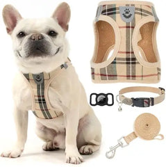 Expawler Plaid Harness Leash Set With Airtag