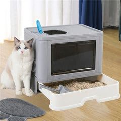 Foldable Cat Litter Box Front Entry Top