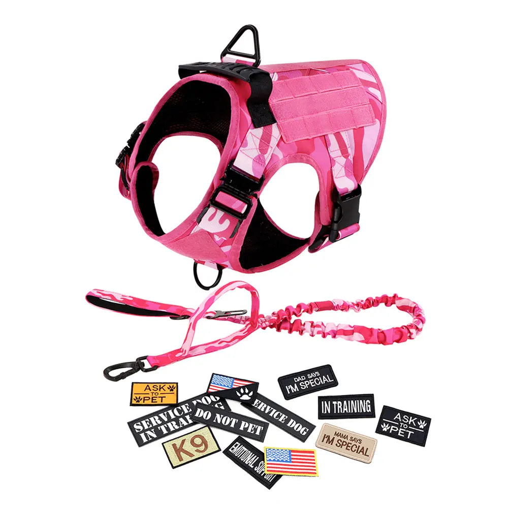 Military Pink Camouflage Dog Harness For Large