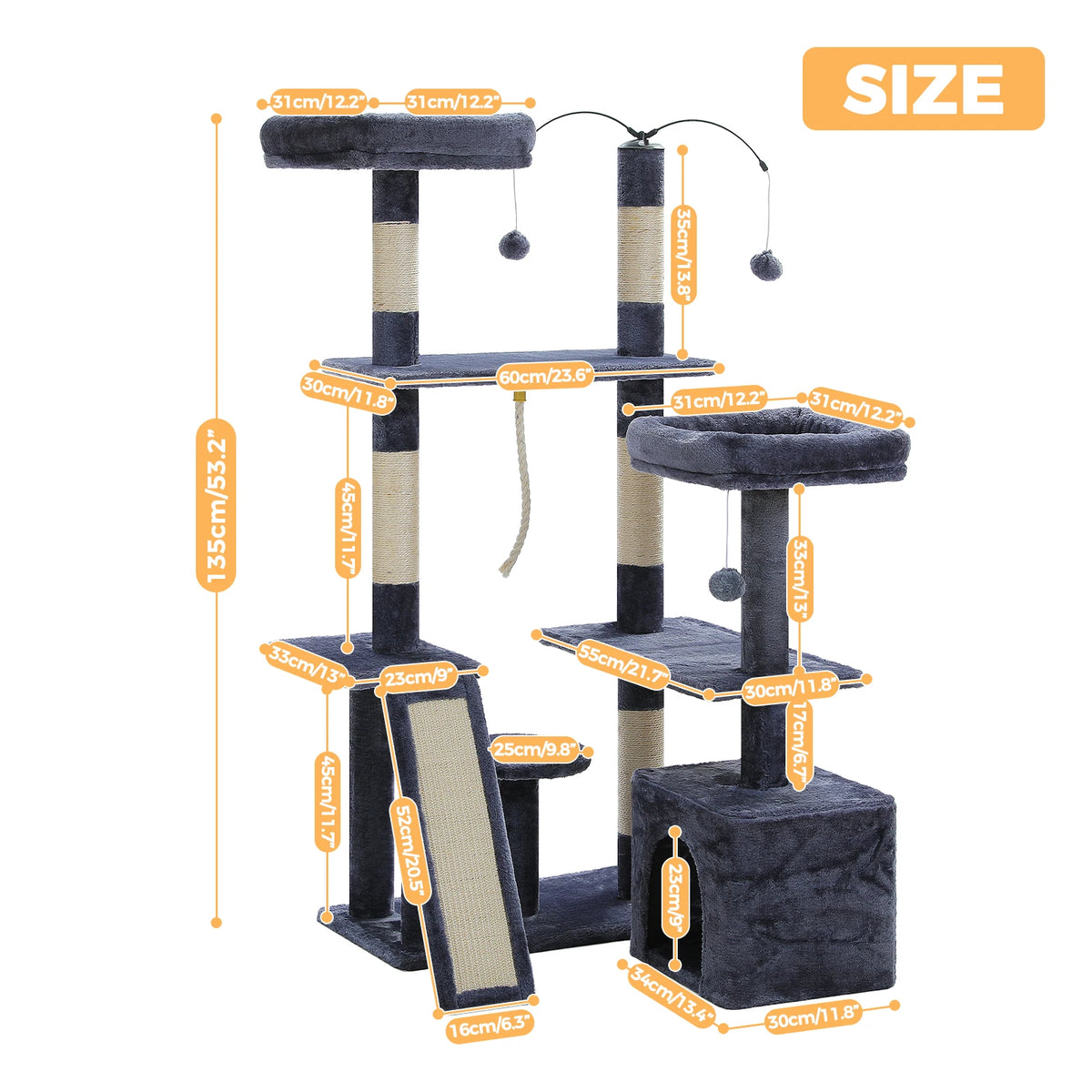 Multi-Level Cat Tree Tower With Sisal Scratching
