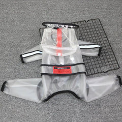 Dog Raincoat Puppy Four Feet Hooded Transparent
