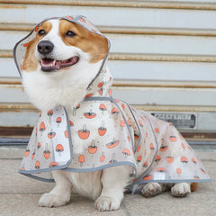 Reflective Strap Dog Raincoat Hooded Slicker Poncho