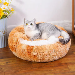 Snooze Cat Bed Round Plush Fluffy Hooded