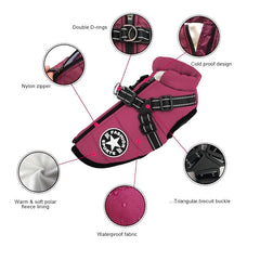 Winter Warm Pet Dog Jacket With Harness