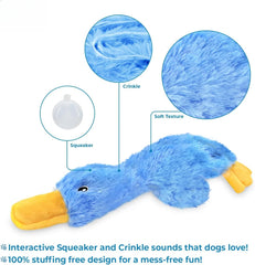 Interactive Squeaky Dog Chew Toy, Crinkle Duck