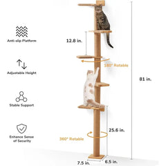 5-Level Wall-Mounted Cat Tower With Scratching Posts
